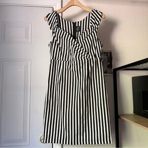 NWT ROCK STEADY black and white mod retro pinup sheath surplice midi dress